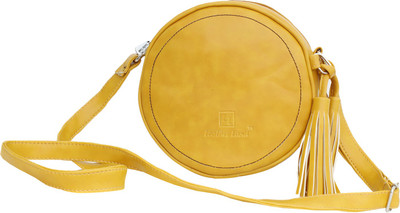 Leather Land Yellow Sling Bag IMPORTED FRENCH ROUND IN YELLOW
