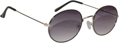PETER JONES Oval Sunglasses(For Men & Women, Black, Silver)
