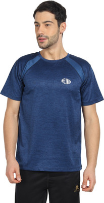 OFF LIMITS Self Design Men Round Neck Reversible Blue T-Shirt