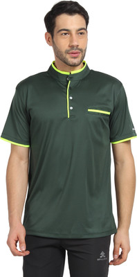 OFF LIMITS Colorblock Men Mandarin Collar Reversible Green T-Shirt