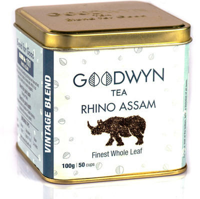 

Goodwyn Rhino Assam, Ultimate Whole Leaf (Orthodox) Black Tea, 100 Grams, Makes 50 Cups Black Tea Box(100 g)