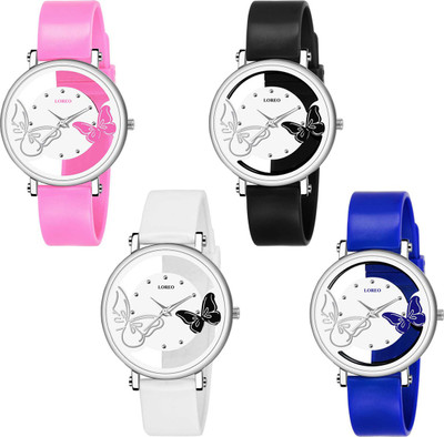 LOREO Open Dial Coloring Butter-fly Analog Watch  - For Women