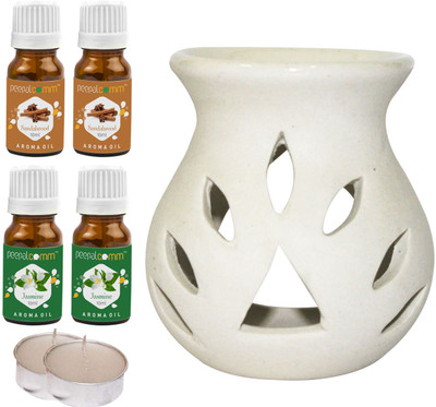 PeepalComm Jasmine, Sandalwood Diffuser Set PC-TDIFF25WHITE-2TL-2SW-2JAS(7 x 5.71 ml)