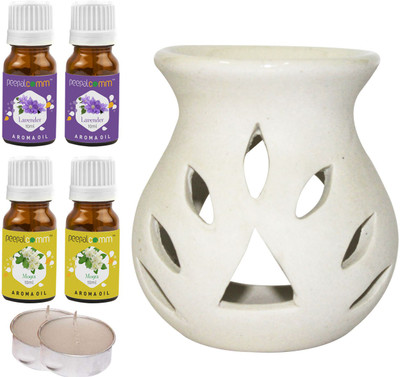 PeepalComm Mogra, Lavender Diffuser Set PC-TDIFF25WHITE-2TL-2LV-2MOG(7 x 5.71 ml)