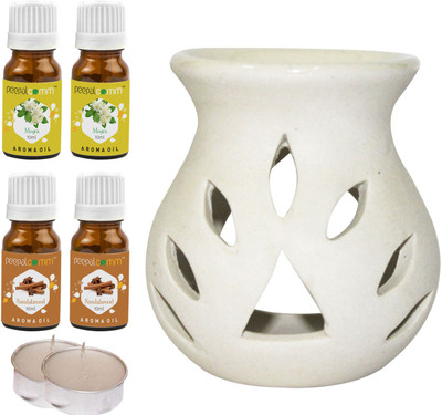 PeepalComm Mogra, Sandalwood Diffuser Set PC-TDIFF25WHITE-2TL-2MOG-2SW(7 x 5.71 ml)