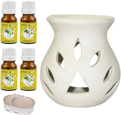 PeepalComm Mogra Diffuser Set PC-TDIFF25WHITE-2TL-4MOG(7 x 5.71 ml)