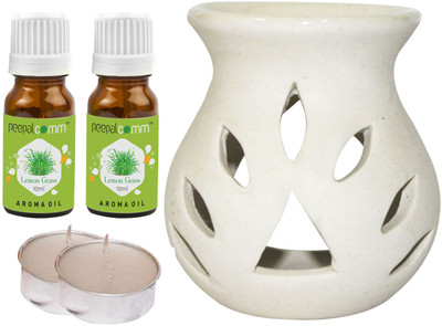 PeepalComm Lemongrass Diffuser Set PC-TDIFF25WHITE-2TL-2LG(5 x 4 ml)