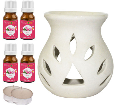 PeepalComm Rose Diffuser Set PC-TDIFF25WHITE-2TL-4RS(7 x 5.71 ml)