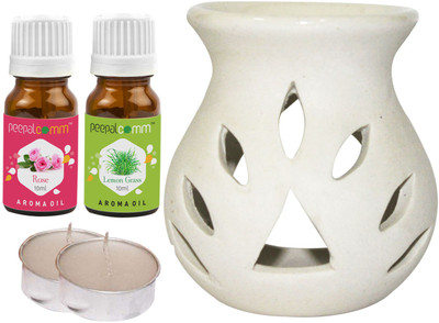PeepalComm Rose, Lemongrass Diffuser Set PC-TDIFF25WHITE-2TL-RS-LG(5 x 4 ml)
