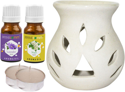 PeepalComm Mogra, Lavender Diffuser Set PC-TDIFF25WHITE-2TL-LV-MOG(5 x 4 ml)