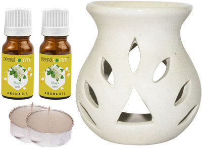 PeepalComm Mogra Diffuser Set PC-TDIFF25WHITE-2TL-2MOG(5 x 4 ml)