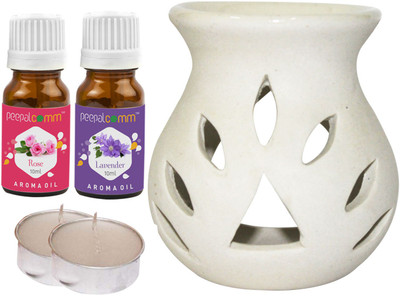 PeepalComm Rose, Lavender Diffuser Set PC-TDIFF25WHITE-2TL-RS-LV(5 x 4 ml)