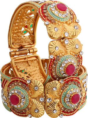 Penny Jewels Alloy Cubic Zirconia Brass Bangle Set(Pack of 2)