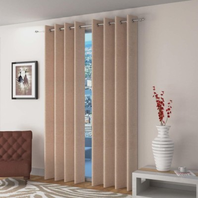 Freshfromloom 243 cm (8 ft) Polyester Room Darkening Door Curtain (Pack Of 2)(Plain, Cream)