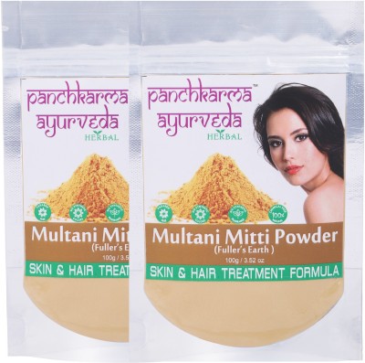 Panchkarma Ayurveda Pack Of 2 Herbal & Natural Multani Mitti Powder For Fairness Acne-Spot Face Pack & Hair Shine Anti-Hair-Fall Hair Pack (Fuller’s Earth)(200 g)