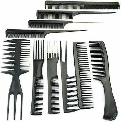 SIOPAWORLD 0Pcs Pro Salon Hair Cut Styling Hairdressing Barbers Combs Brush Comb Set (Black)(10pc hair comb)