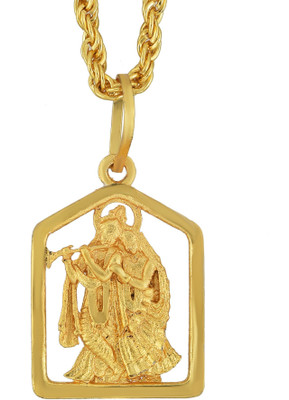 Morvi Gold plated temple design Lovely Gold-plated Brass Pendant