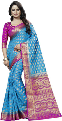 DHRUVIL TEXTILES Woven Bollywood Cotton Silk Saree(Multicolor)