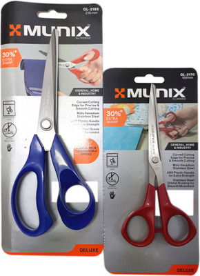 munix Majestic Basket Multipurpose Stainless Steel Home /Office/ Industry/ School Scissors GL-2185/ 2170 Scissors(Set of 2, Blue, Red)