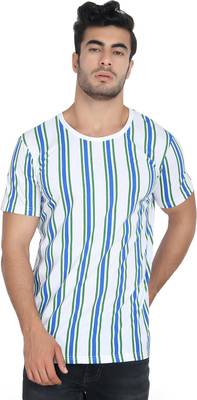 Unisopent Designs Broad Stripes Men Round Neck White T-Shirt