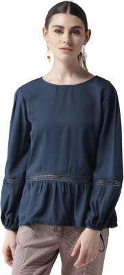 Style Quotient Casual Full Sleeve Solid Women Blue Top