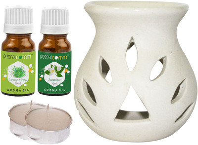PeepalComm Lemongrass, Jasmine Diffuser Set PC-TDIFF25WHITE-2TL-LG-JAS(5 x 4 ml)