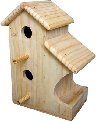 

Birdhousebuilder NB0034 House Sparrow Twin Bird House with Bird Feeder Bird House(Hanging, Wall Mounting, Tree Mounting, Free Standing)
