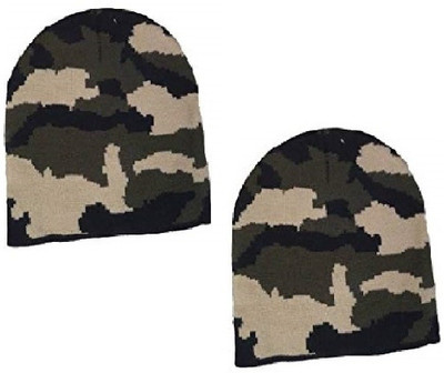 Kolva Printed Beanie Cap(Pack of 2)