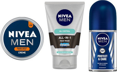 NIVEA MEN MEN Dark Spot Reduction Crme (150ml), All In One Face Wash (100ml), Prodtect & Care Roll On (50ml)  (3 Items in the set)