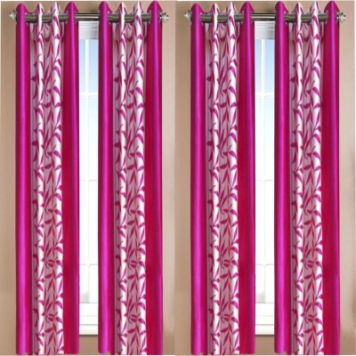 DEHATI STORE 212 cm (7 ft) Polyester Room Darkening Door Curtain (Pack Of 4)(Self Design, KOLAVERY PINK PRINTED)