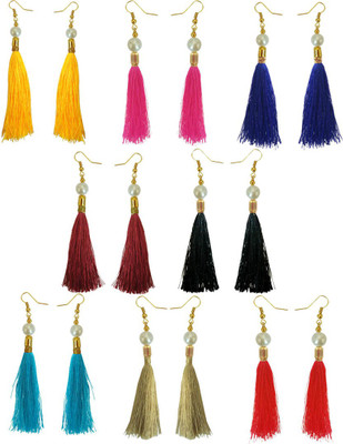 rich & famous Thread Combo 8 Pair Multicolor Metal Tassel Earring