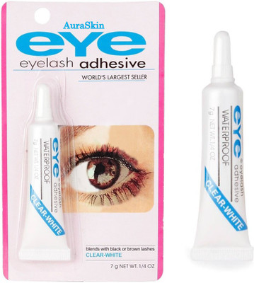 AuraSkin Waterproof False Eyelashes Makeup Adhesive Eye Lash Glue Clear White(Pack of 1)