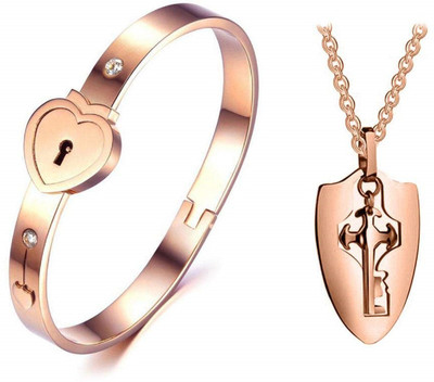 VIANSH Stainless Steel White, Rose Gold Jewellery Set(Pack of 1)