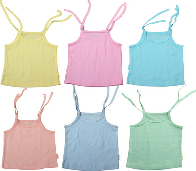 FAVISM Girls Self Design Cotton Blend Regular T Shirt(Multicolor, Pack of 6)