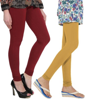 Clarita Churidar  Ethnic Wear Legging(Maroon, Yellow, Solid)