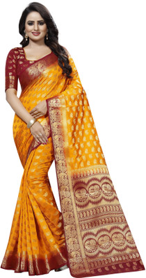 DHRUVIL TEXTILES Woven Bollywood Cotton Silk Saree(Multicolor)