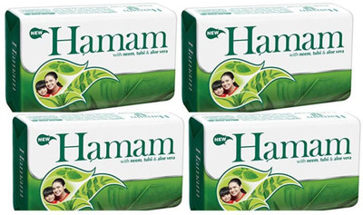 HAMAM Neem Tulsi and Aloevera Soap Bar 100 g - (Pack of 4)(4 x 100 g)