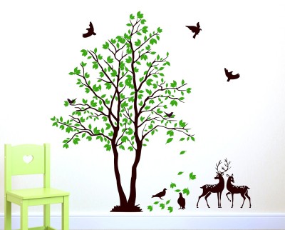 fuzzy 100 cm Tree Self Adhesive Sticker(Pack of 1)