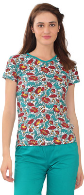 zebu Casual Regular Sleeve Printed Women Green Top