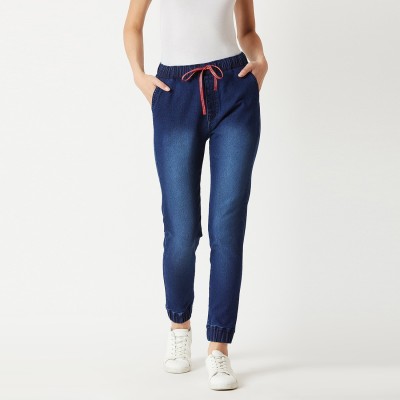 Miss Chase Solid Women Blue Track Pants
