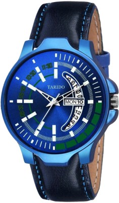 TARIDO TD3123SL04 New Generation Blue Dial Blue Genuine Leather Strap Day & Date Working Wrist Analog Watch  - For Men