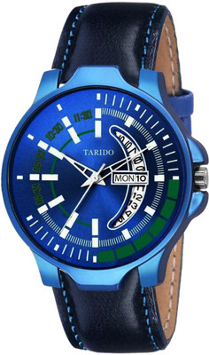 TARIDO TD3123SL04 New Generation Blue Dial Blue Genuine Leather Strap Day & Date Working Wrist Analog Watch  - For Men