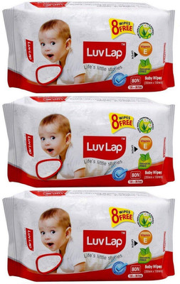 LuvLap Baby Wet Wipes with Aloe Vera (240 PIECES )(3 Wipes)