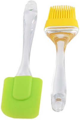 mega star Silicon Basting Spatula and Brush Kitchen Oil Cooking Baking glazing silicon brush Flat Pastry Brush(Pack of 2)