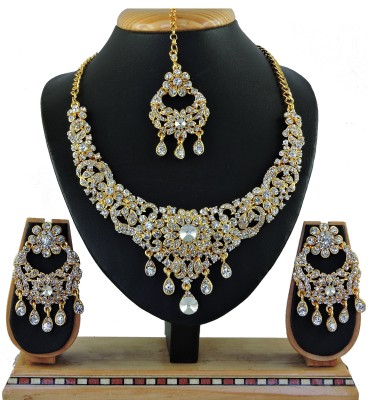 KAHAR CREATION Alloy Gold-plated White, Gold Jewellery Set(Pack of 1)