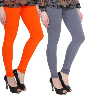 Clarita Churidar  Ethnic Wear Legging(Orange, Grey, Solid)