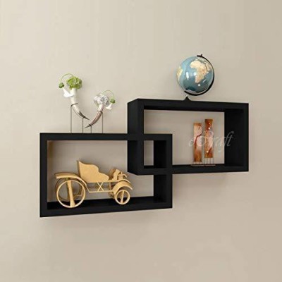 ONLINECRAFTS wooden wall shelf Wooden Wall Shelf(Number of Shelves - 2, Black)