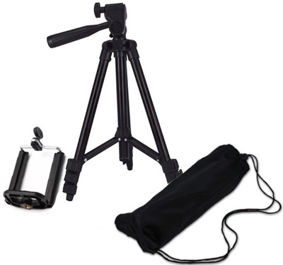 BUY SURETY New Arrival Tripod-3120 Portable Adjustable Aluminum lightweight compact stand With Three-Dimensional Head & Quick Release Plate Tripod professional tripod video Camera Tripod/phone tripod Mount For All Smartphone Tripod(Black, Supports Up to 1500 g)