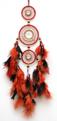 Daedal Dream Catchers Brown and Black Beaded Symmetrical Home Decor Wool Dream Catcher(35 inch, Black, Red)