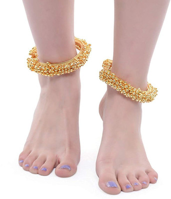 70% OFF on Shining Diva Gold Plated Traditional Alloy Anklet(Pack of 2)
